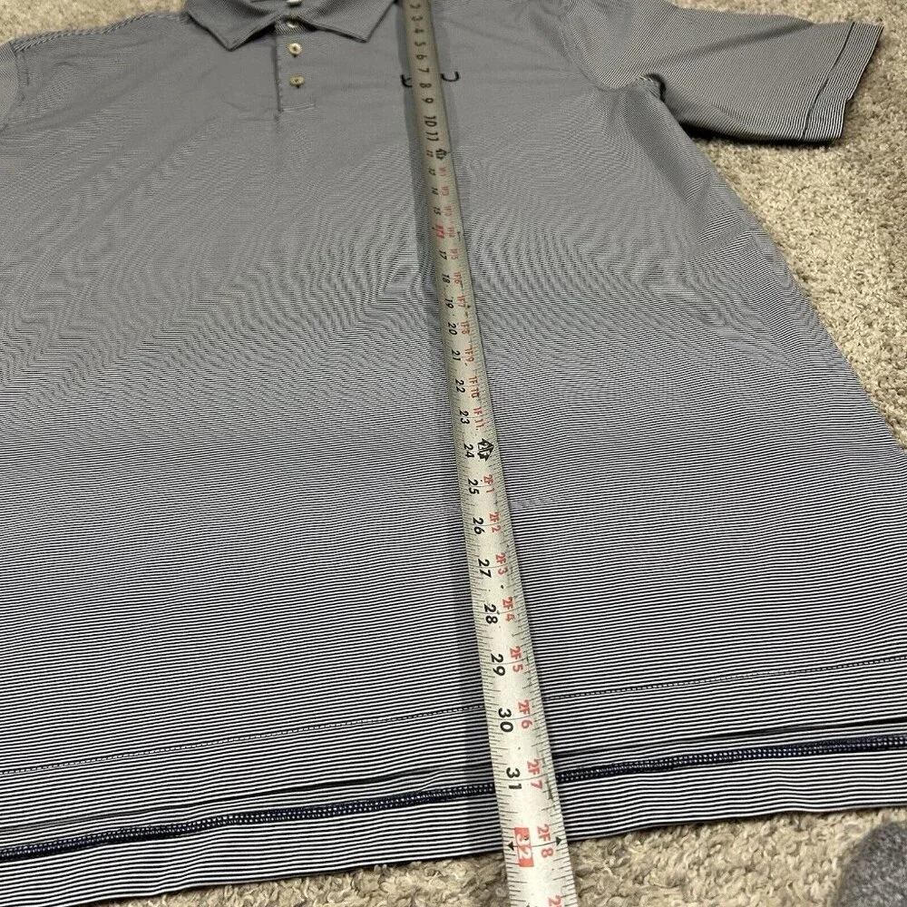 Peter Millar Summer Comfort Men's XL White Blue Stripled‎ Polo Golf Shirt